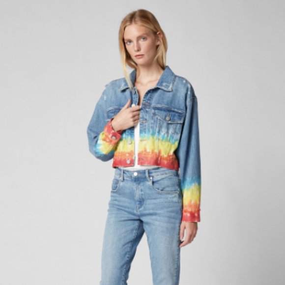Blank NYC Jackets & Blazers - Blank NYC Blow the Bag Rainbow Denim Jacket XS/S